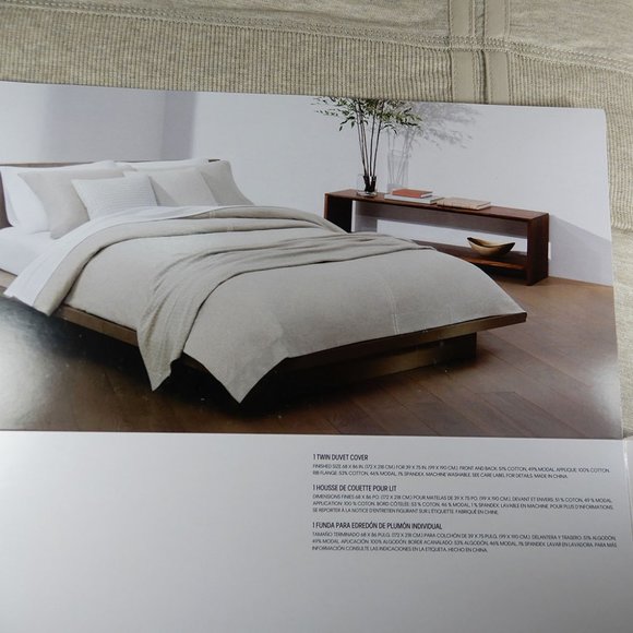 CALVIN KLEIN Modern Cotton Twin DUVET COVER Jogger Beige Cotton Modal NEW $129 - Picture 1 of 5